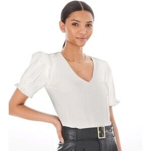 NEW GENERATION LOVE shannon vegan leather combo top in pearl XS